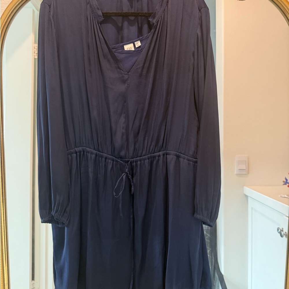 GAP Blue Bishop Sleeve V-Neck Sundress